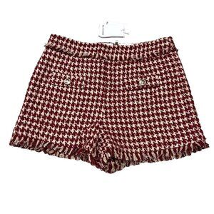 Walter Baker 10 Dora Tweed Shorts Wine Houndstooth Gingham NWT MSRP $198